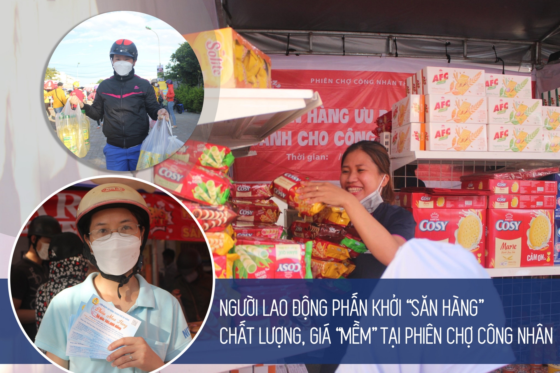 Người lao động phấn khởi “săn hàng” chất lượng, giá “mềm” tại Phiên chợ Công nhân