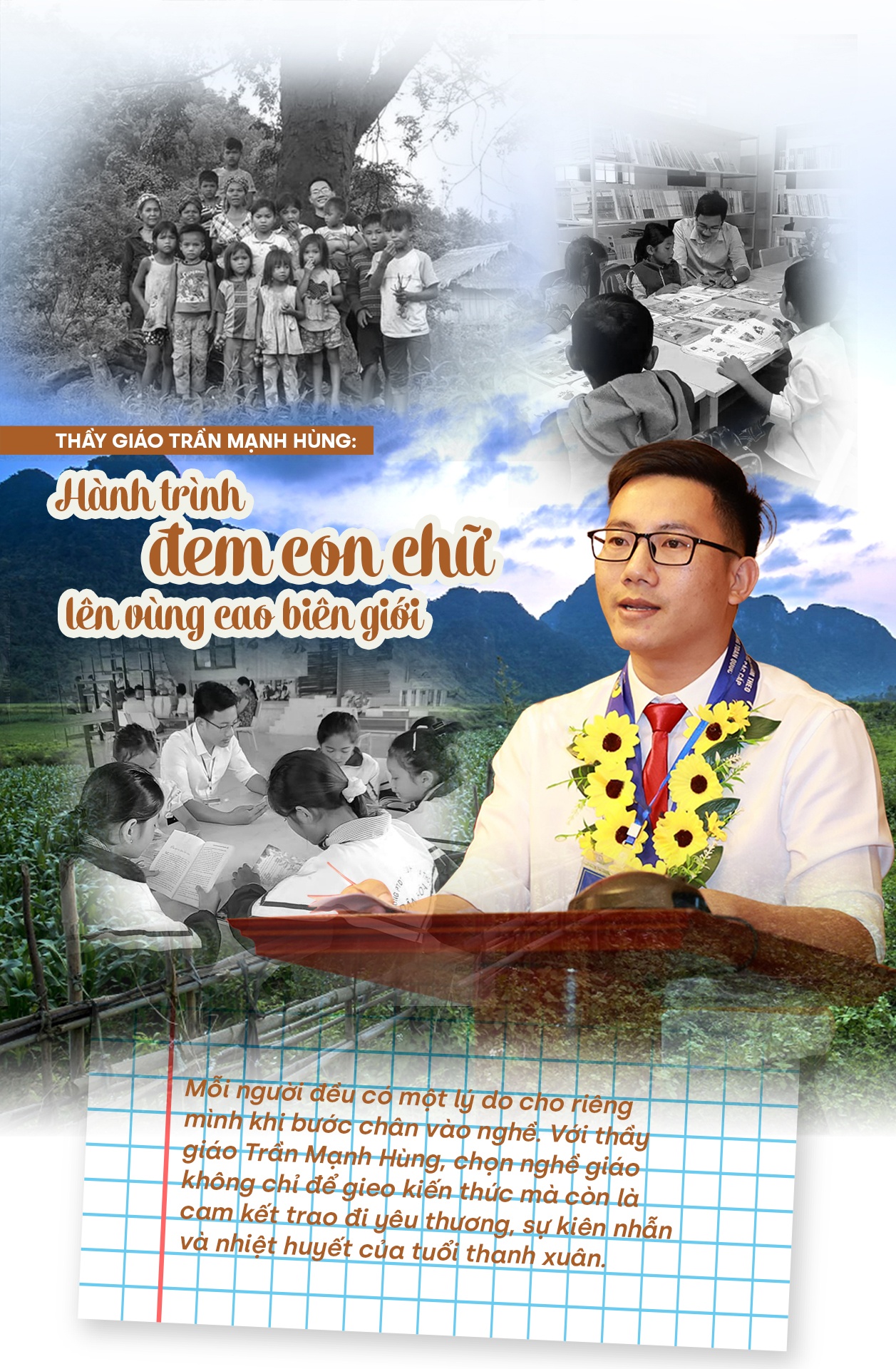 Thầy giáo Trần Mạnh Hùng: Hành trình đem con chữ lên vùng cao biên giới