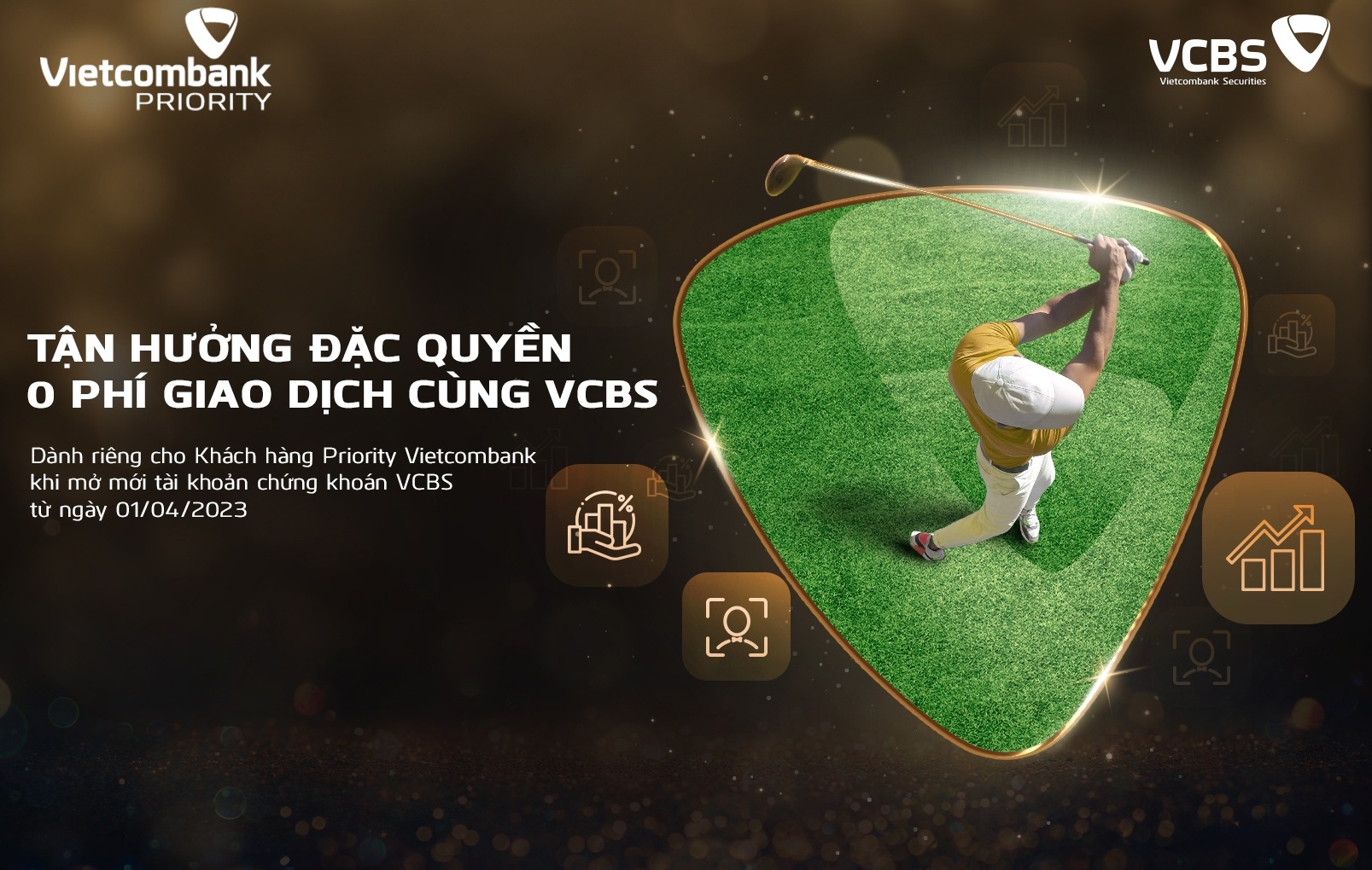 Khách hàng Vietcombank Priority được miễn phí giao dịch chứng khoán khi mở mới tài khoản tại VCBS