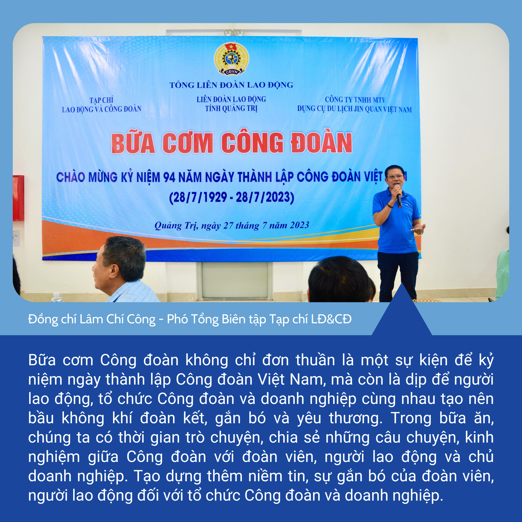 Ấm lòng “Bữa cơm công đoàn” do LĐLĐ Quảng Trị, Tạp chí Lao động và Công đoàn tổ chức