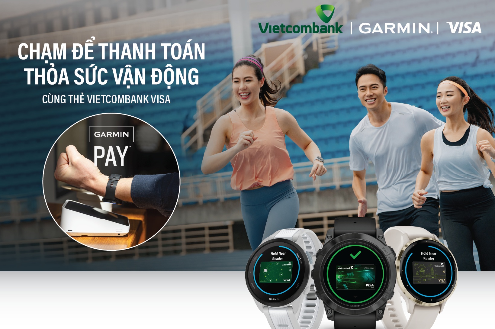 Vietcombank triển khai thanh toán một chạm Garmin pay cho thẻ Visa