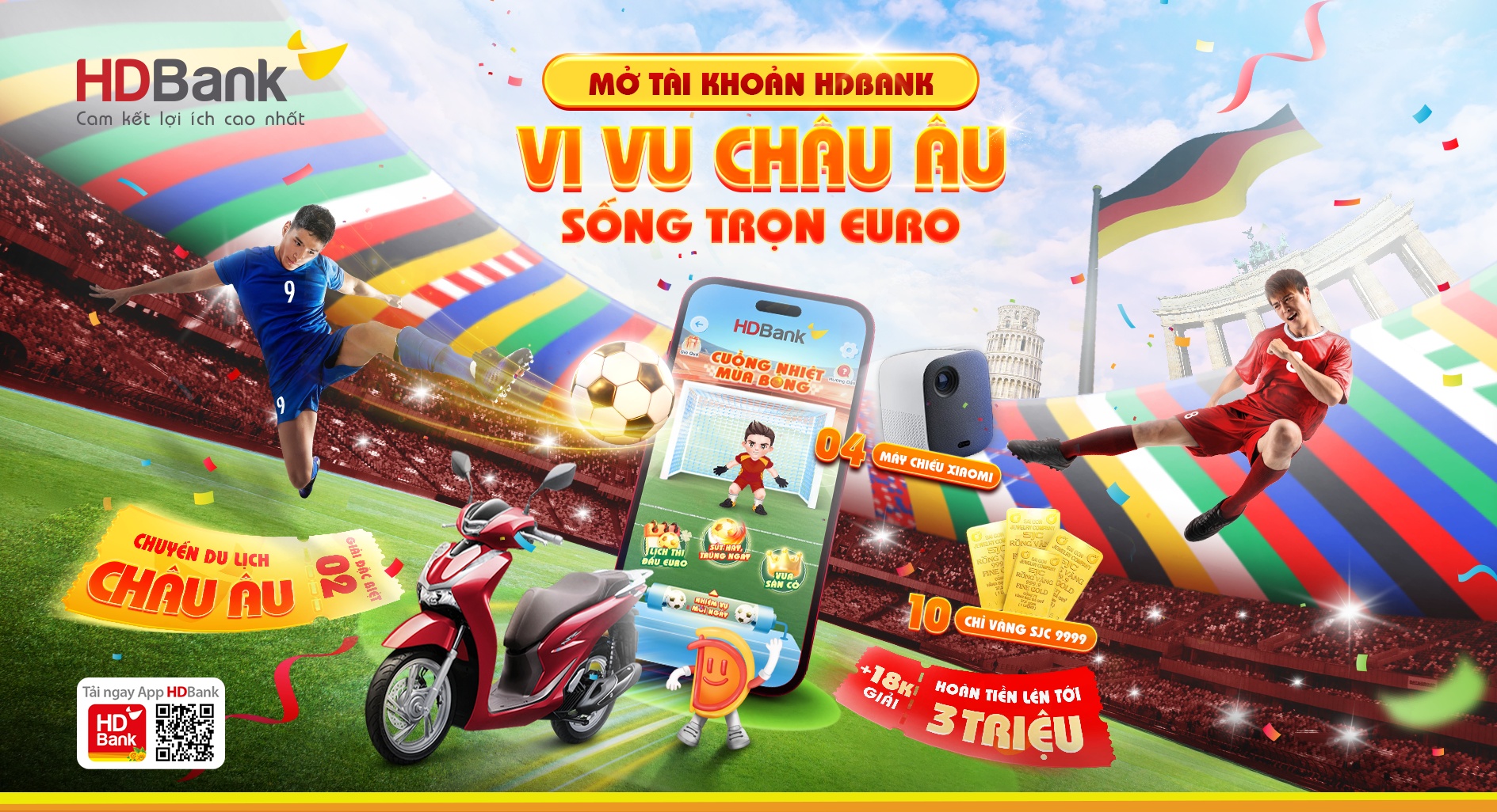 Ghi bàn trên ứng dụng HDBank, đến châu Âu xem chung kết Euro 2024