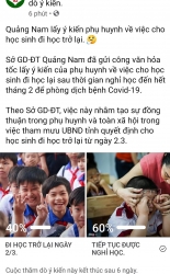 Quảng Nam lấy ý kiến phụ huynh về việc đi học hay tiếp tục nghỉ phòng dịch