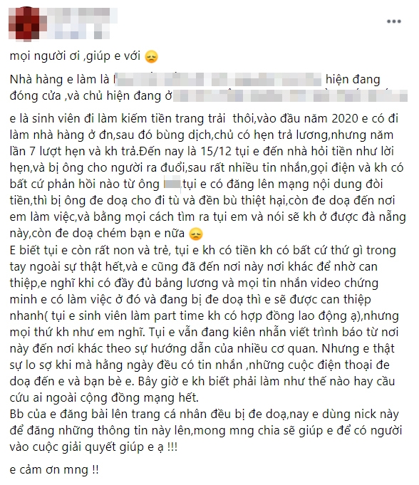 Vụ nhà hàng quỵt lượng nhân viên: “Người lao động không có hợp đồng vẫn đòi được lương”