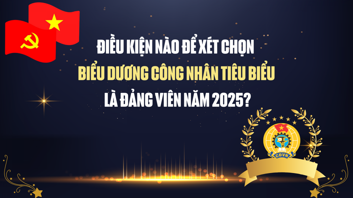 Điều kiện nào để xét chọn biểu dương công nhân tiêu biểu là đảng viên năm 2025?